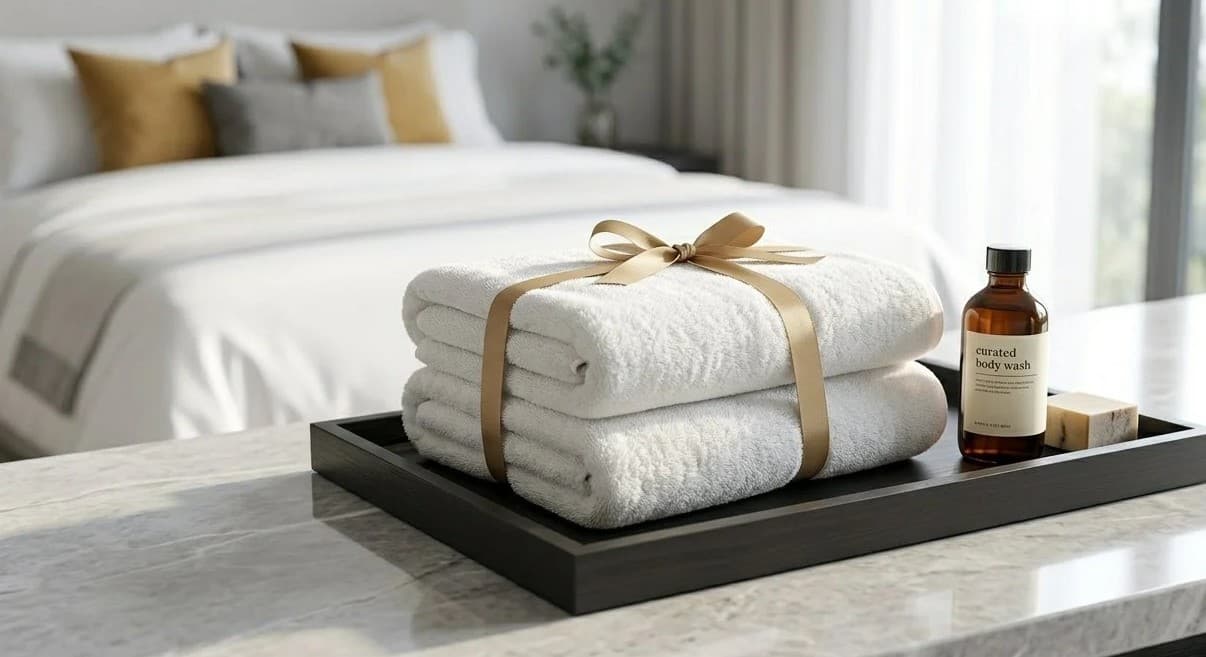A staged, guest-ready short-let bedroom after an Ivory turnaround